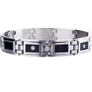 Steel Black Enamel Diamond Bracelet